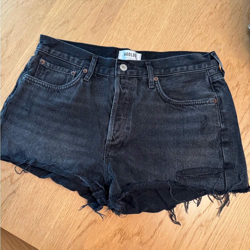 Agolde Black High-Waisted Jean Shorts